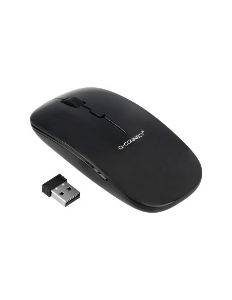 Raton Q-Connect Optico Inalambrico Silencioso Dpi 800/1200/1600 Pilas Aaa Negro