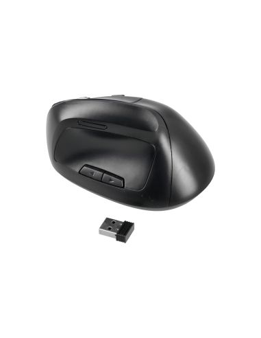 Raton Q-Connect Optico Inalambrico Ergonomico Vertical Dpi 800/1200/1600 Bateria Recargable Negro