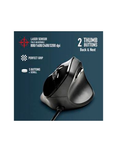 Raton Ngs Samsara Optico 800/1600/2400/3200 Dpi Ergonomico Y Silencioso Con Sensor Laser Color Negro