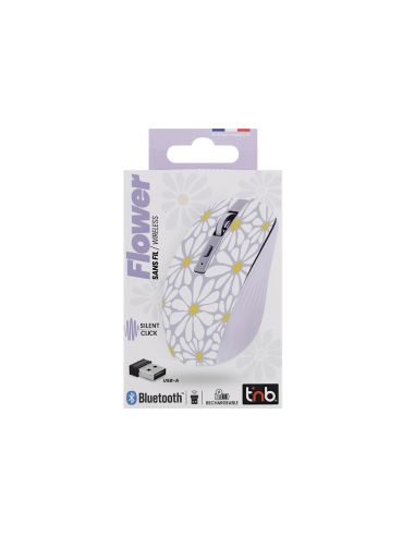 Raton Tnb Inalambrico Flores Optico 1600 Dpi Bluetooth Usb A