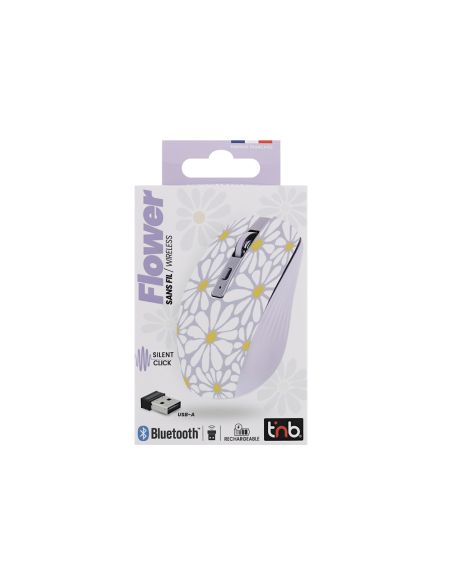 Raton Tnb Inalambrico Flores Optico 1600 Dpi Bluetooth Usb A