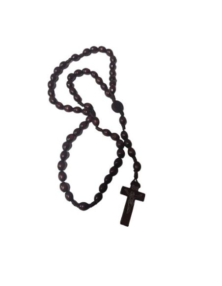 Rosario Cuerda Madera Marron Oscuro Sin Imagen