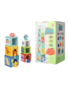 Juego Infantil Imaginovo Cubos Apilables Nidos Dinosaurios +12 Meses 12 Piezas 13X13X13Cm