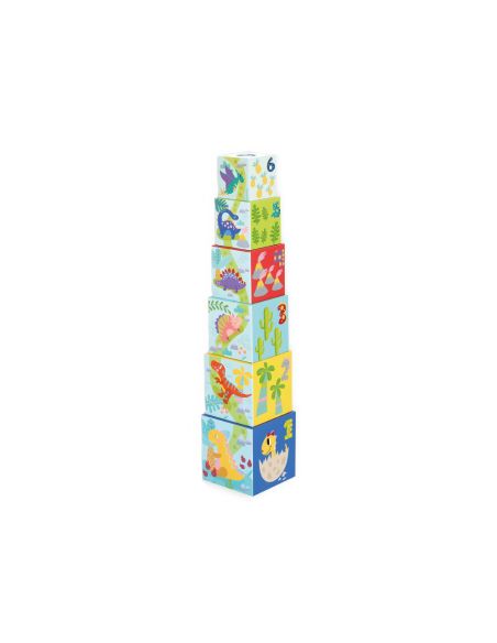 Juego Infantil Imaginovo Cubos Apilables Nidos Dinosaurios +12 Meses 12 Piezas 13X13X13Cm