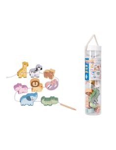 Juego Infantil Imaginovo Madera Cuentas Animales Para Enhebrar +24 Meses 13 Piezas 27X6,5X6,5Cm