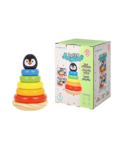 Juego Infantil Imaginovo Madera Forma De Pinguino Torre De Formas Apilables +12 Meses 7 Piezas 18X12X12Cm