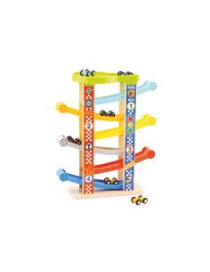 Juego Infantil Imaginovo Madera Torre De Deslizamiento Con 7 Niveles Incluye 6 Coches +18 Meses 38X32X14Cm