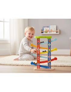 Juego Infantil Imaginovo Madera Torre De Deslizamiento Con 7 Niveles Incluye 6 Coches +18 Meses 38X32X14Cm 2