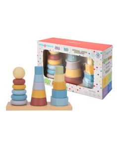 Juego Infantil Imaginovo Madera Torre De Formas Apilables +18 Meses 17 Piezas 28X20X9Cm