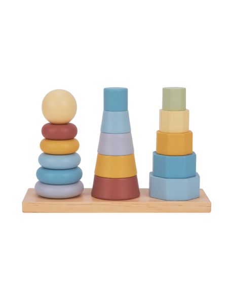 Juego Infantil Imaginovo Madera Torre De Formas Apilables +18 Meses 17 Piezas 28X20X9Cm