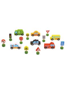 Juego Infantil Imaginovo Madera Vehiculos Y Señales De Trafico +3 Años 16 Piezas 30X22X4Cm 2