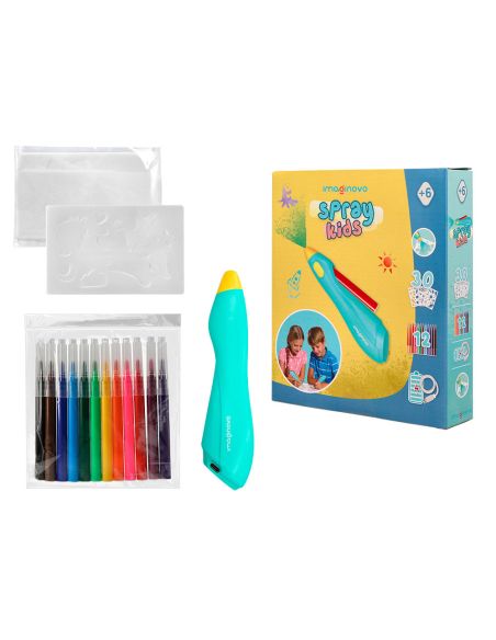 Aerografo Infantil Imaginovo Recargable Con Usb Contiene 30 Plantillas Y 12 Rotuladores Colores Surtidos