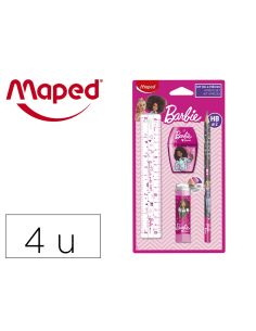 Mini Set Papeleria Maped Barbie 4 Piezas