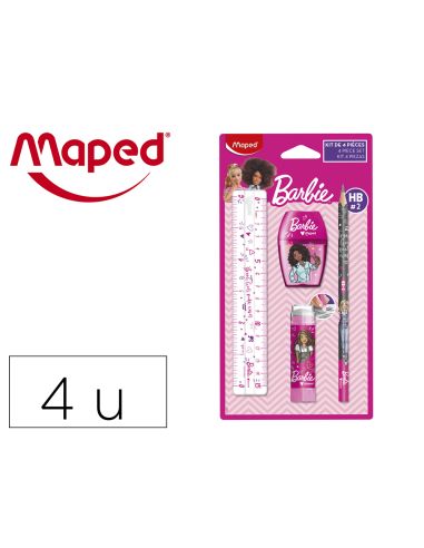 Mini Set Papeleria Maped Barbie 4 Piezas