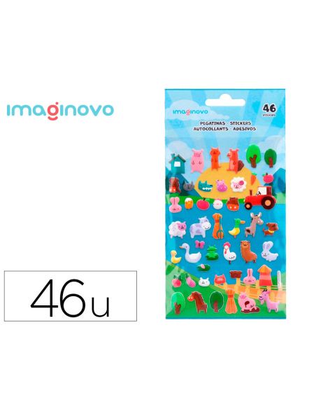 Pegatinas Imaginovo Cute Animales Granja Con Relieve 190X105 Mm En Blister