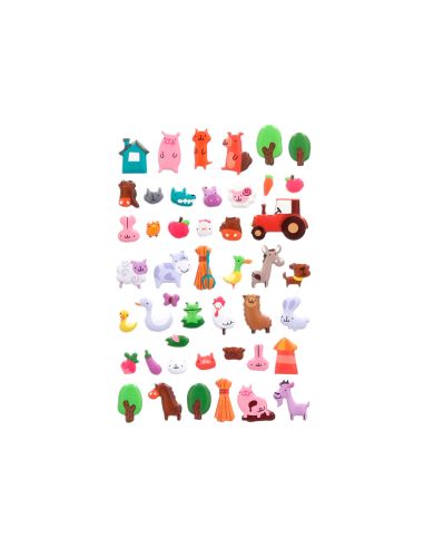 Pegatinas Imaginovo Cute Animales Granja Con Relieve 190X105 Mm En Blister