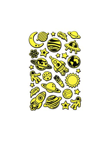 Pegatinas Imaginovo Luminosas Planetas Con Relieve 190X105 Mm En Blister