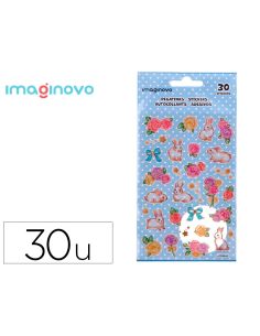 Pegatinas Imaginovo Flores Y Conejos De Papel 190X104 Mm En Blister