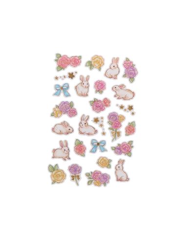 Pegatinas Imaginovo Flores Y Conejos De Papel 190X104 Mm En Blister