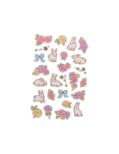 Pegatinas Imaginovo Flores Y Conejos De Papel 190X104 Mm En Blister