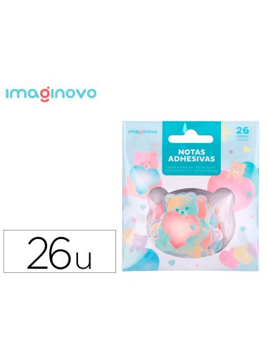 Pegatinas Imaginovo Notas Adhesivas Papel Forma Oso Y Corazon 110X105 Mm En Blister