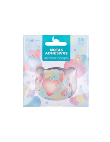 Pegatinas Imaginovo Notas Adhesivas Papel Forma Oso Y Corazon 110X105 Mm En Blister