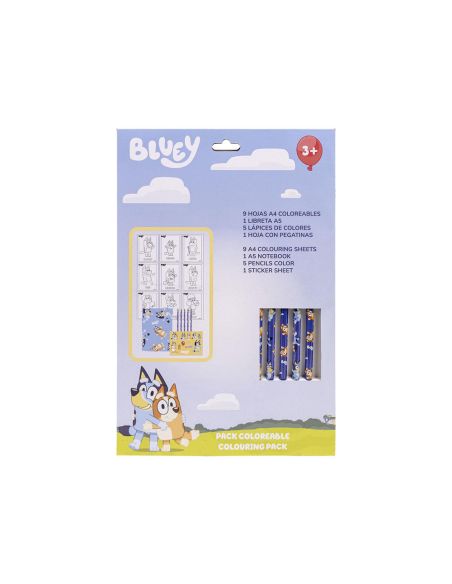 Set De Papeleria Coloreable Bluey