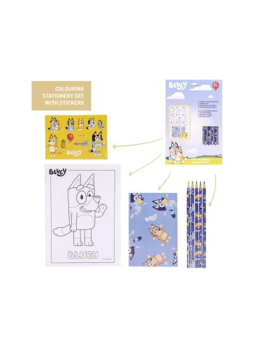Set De Papeleria Coloreable Bluey