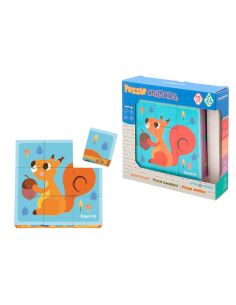 Puzle Infantil Imaginovo Madera Cubos De Animales +24 Meses 15 Piezas Incluye 12 Patrones 22X22X6,4Cm