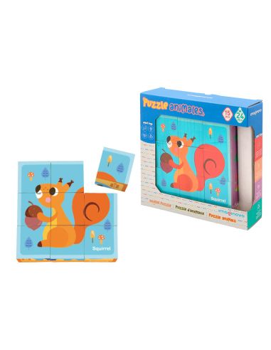 Puzle Infantil Imaginovo Madera Cubos De Animales +24 Meses 15 Piezas Incluye 12 Patrones 22X22X6,4Cm