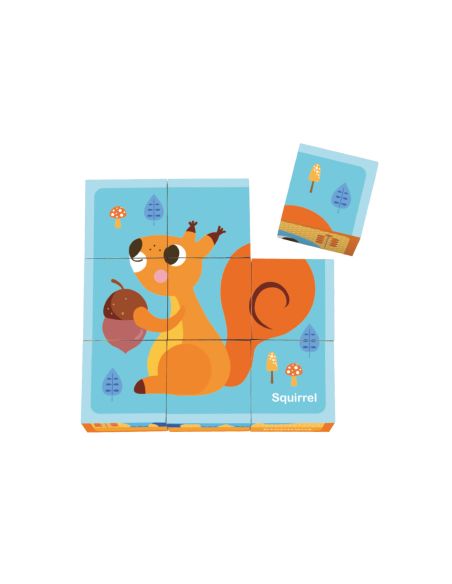 Puzle Infantil Imaginovo Madera Cubos De Animales +24 Meses 15 Piezas Incluye 12 Patrones 22X22X6,4Cm