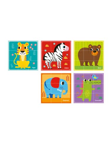 Puzle Infantil Imaginovo Madera Cubos De Animales +24 Meses 15 Piezas Incluye 12 Patrones 22X22X6,4Cm