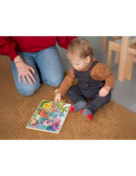 Puzle Infantil Imaginovo Madera 3D Dinosaurios +12 Meses 8 Piezas 29,5X22X1,7Cm