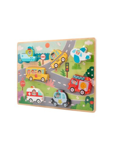 Puzle Infantil Imaginovo Madera 3D Vehiculos +12 Meses 8 Piezas 29,5X22X1,7Cm