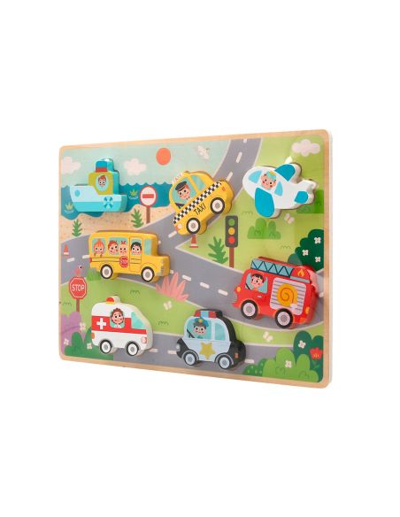Puzle Infantil Imaginovo Madera 3D Vehiculos +12 Meses 8 Piezas 29,5X22X1,7Cm