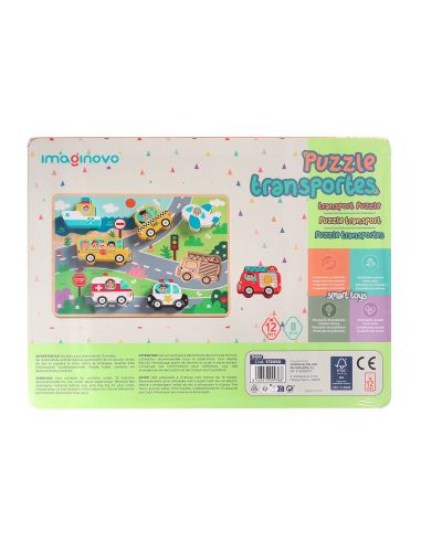 Puzle Infantil Imaginovo Madera 3D Vehiculos +12 Meses 8 Piezas 29,5X22X1,7Cm