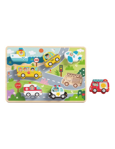Puzle Infantil Imaginovo Madera 3D Vehiculos +12 Meses 8 Piezas 29,5X22X1,7Cm