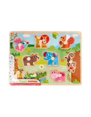 Puzle Infantil Imaginovo Madera Animales +18 Meses 9 Piezas 30X22,5X1,5Cm