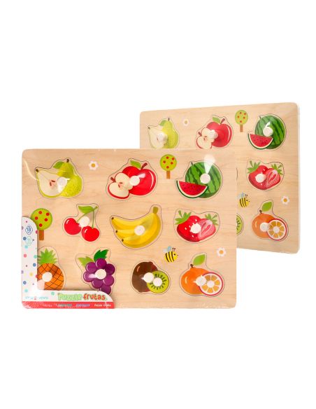 Puzle Infantil Imaginovo Madera Frutas +18 Meses 10 Piezas 30X22,5X1,5Cm