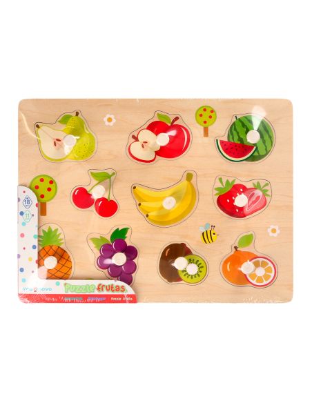 Puzle Infantil Imaginovo Madera Frutas +18 Meses 10 Piezas 30X22,5X1,5Cm
