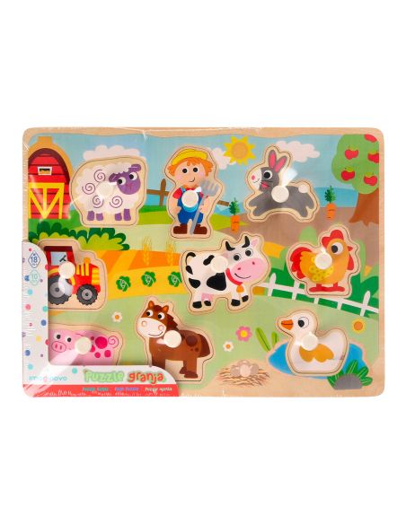 Puzle Infantil Imaginovo Madera Granja +18 Meses 9 Piezas 30X22,5X1,5Cm