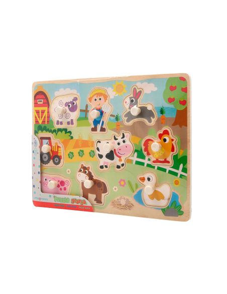 Puzle Infantil Imaginovo Madera Granja +18 Meses 9 Piezas 30X22,5X1,5Cm