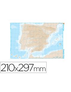 Mapa Mudo B/N Din A4 España Fisico