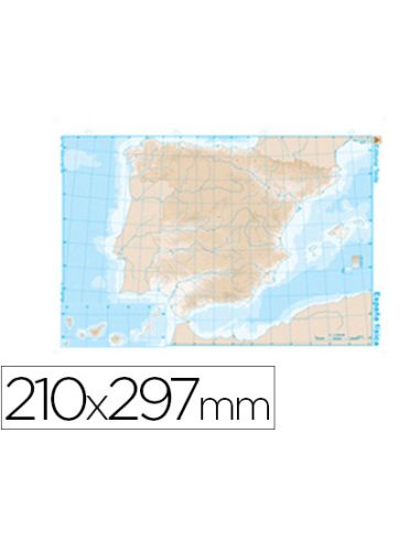 Mapa Mudo B/N Din A4 España Fisico