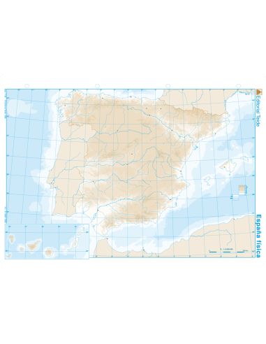 Mapa Mudo B/N Din A4 España Fisico