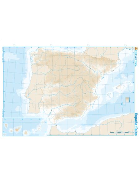 Mapa Mudo B/N Din A4 España Fisico