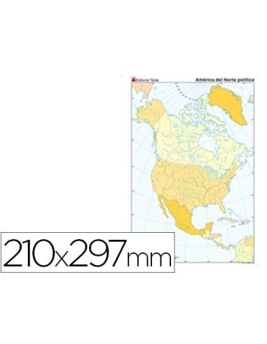 Mapa Mudo Color Din A4 America Del Norte Politico
