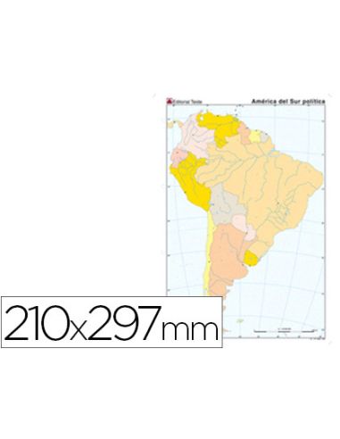 Mapa Mudo Color Din A4 America Del Sur Politico