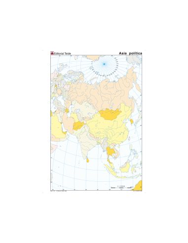 Mapa Mudo Color Din A4 Asia Politico