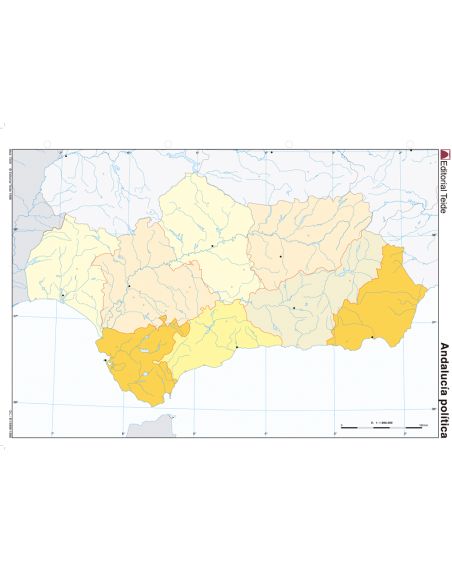 Mapa Mudo Color Din A4 Andalucia Politico